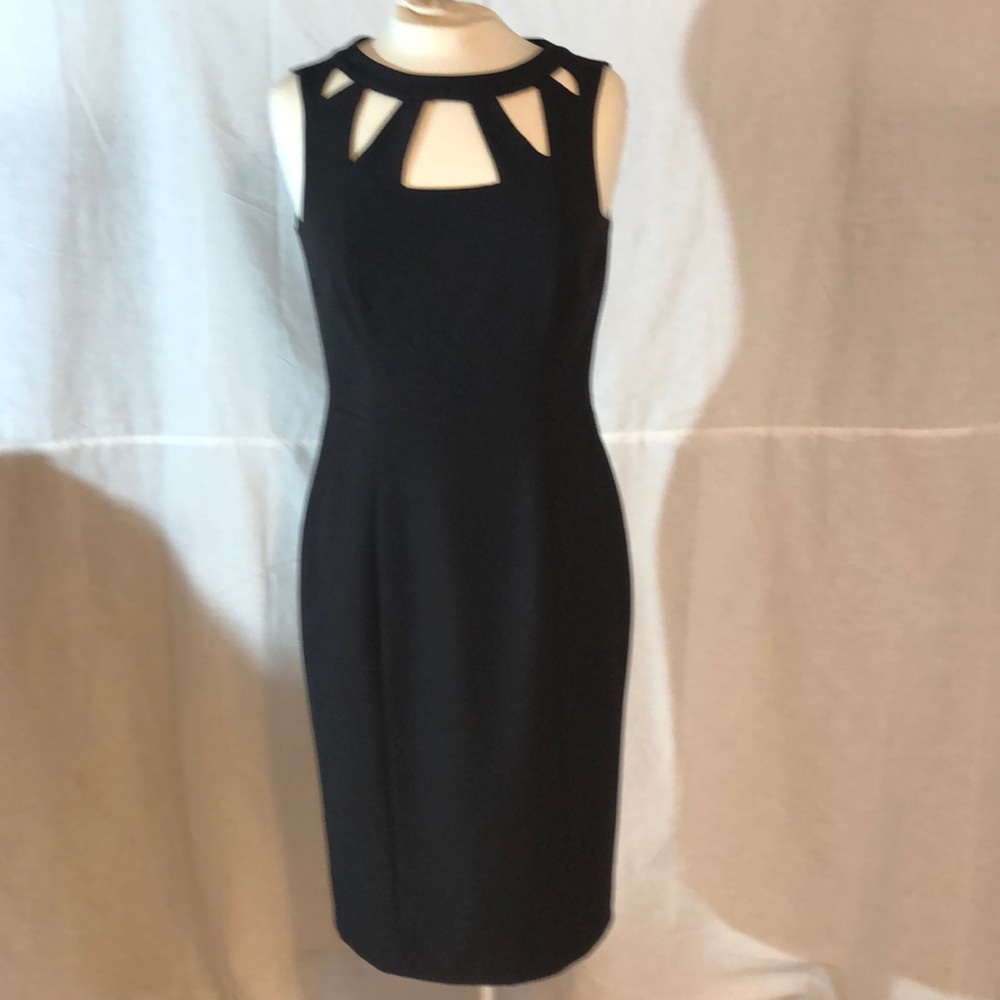 Eliza J Black Sheath Dress Cut Out Neckline B1-39